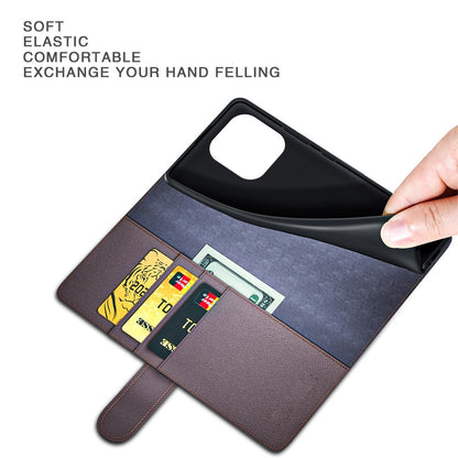 For iPhone 15 Pro Case Genuine Split Leather Phone Cover with Wallet Stand