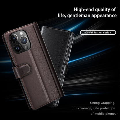 For iPhone 15 Pro Case Genuine Split Leather Phone Cover with Wallet Stand