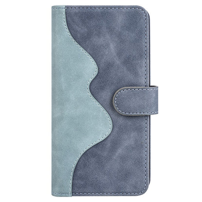 For iPhone 15 Dual-color Splicing Magnetic Clasp PU Leather Wallet Phone Cover Drop-proof Case