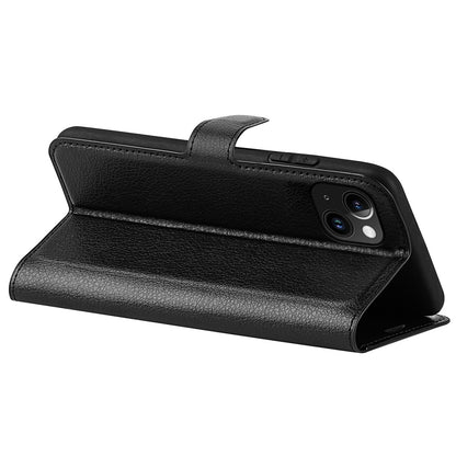 For iPhone 15 PU Leather Litchi Texture Stand Phone Case Wallet Flip Phone Cover