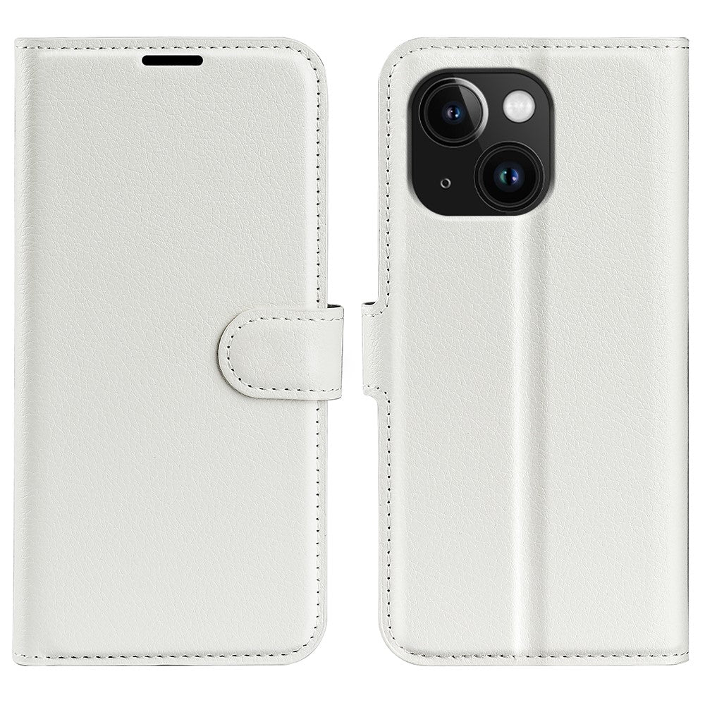 For iPhone 15 PU Leather Litchi Texture Stand Phone Case Wallet Flip Phone Cover
