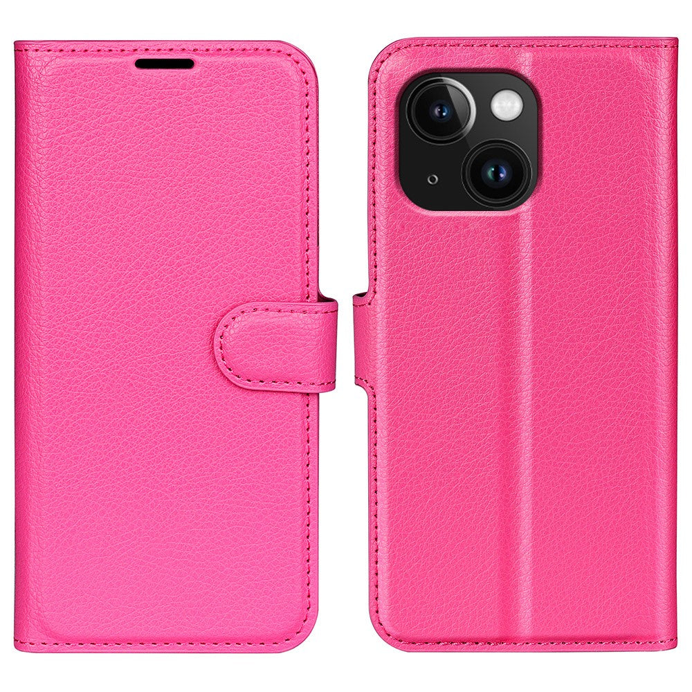 For iPhone 15 PU Leather Litchi Texture Stand Phone Case Wallet Flip Phone Cover