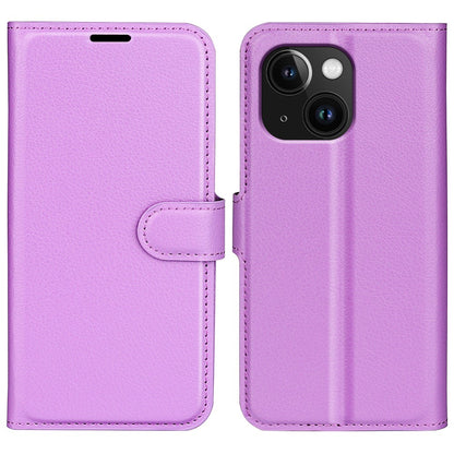For iPhone 15 PU Leather Litchi Texture Stand Phone Case Wallet Flip Phone Cover