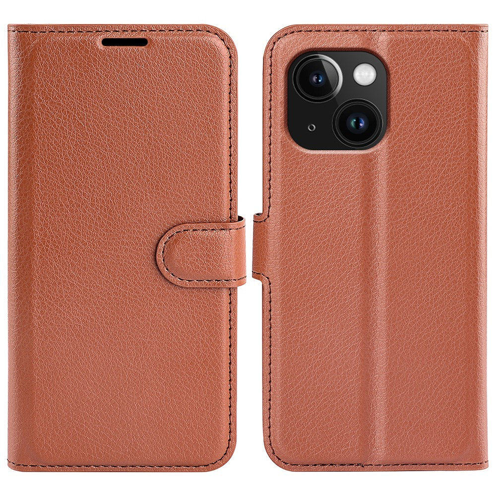 For iPhone 15 PU Leather Litchi Texture Stand Phone Case Wallet Flip Phone Cover