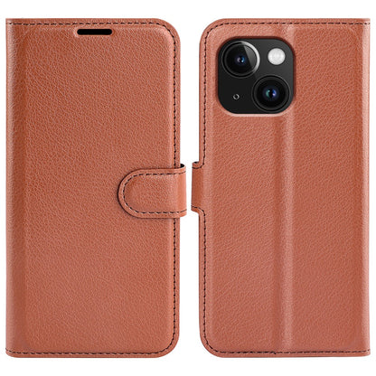 For iPhone 15 PU Leather Litchi Texture Stand Phone Case Wallet Flip Phone Cover