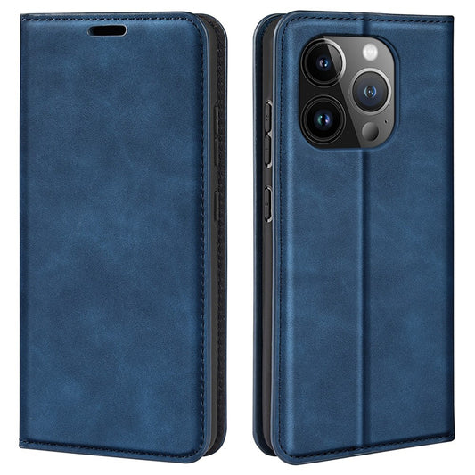 For iPhone 15 Pro Max PU Leather Wallet Flip Case Anti-scratch Skin-touch Stand Cover