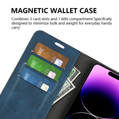 For iPhone 15 Pro Max PU Leather Wallet Flip Case Anti-scratch Skin-touch Stand Cover