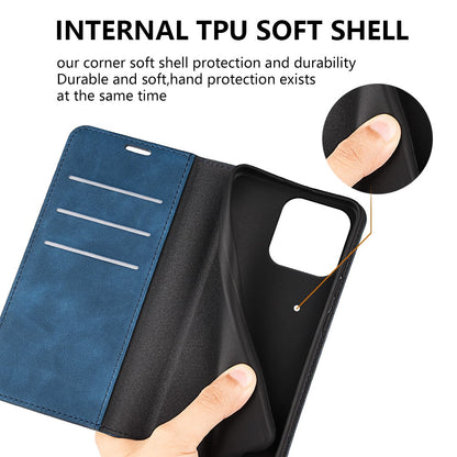For iPhone 15 Pro Max PU Leather Wallet Flip Case Anti-scratch Skin-touch Stand Cover