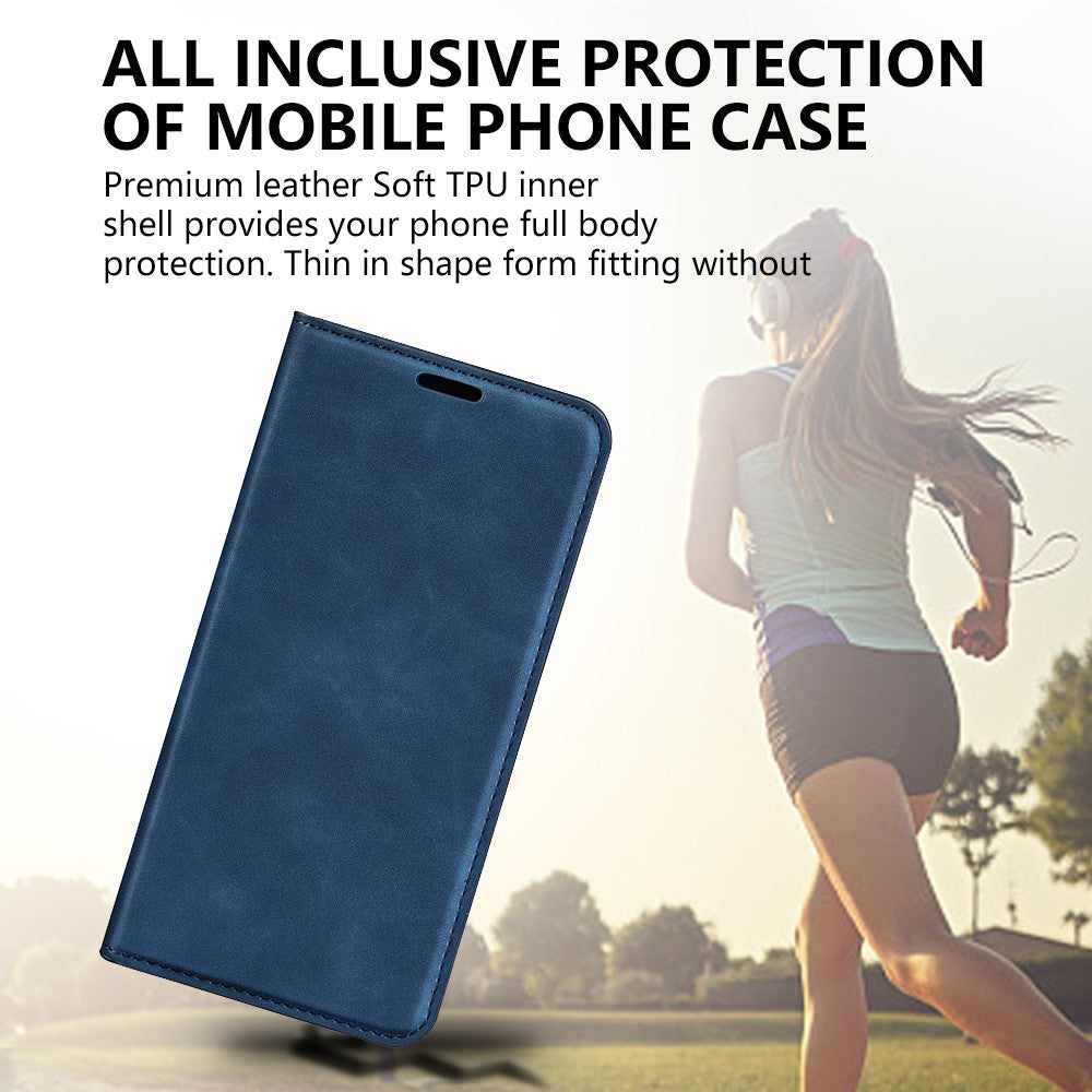 For iPhone 15 Pro Max PU Leather Wallet Flip Case Anti-scratch Skin-touch Stand Cover