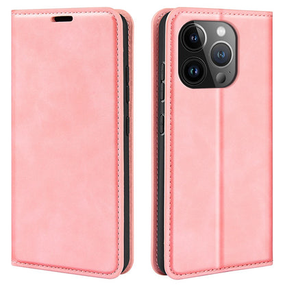 For iPhone 15 Pro Max PU Leather Wallet Flip Case Anti-scratch Skin-touch Stand Cover