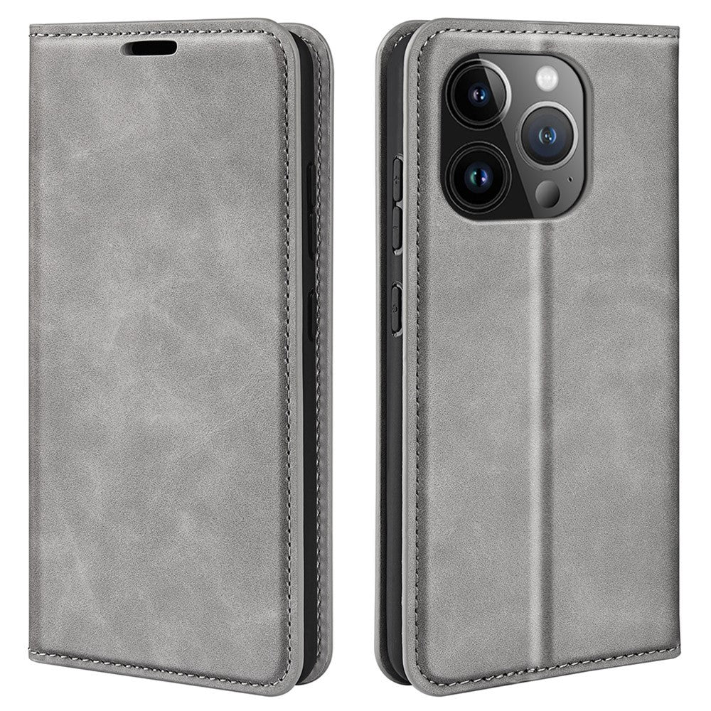 For iPhone 15 Pro Max PU Leather Wallet Flip Case Anti-scratch Skin-touch Stand Cover