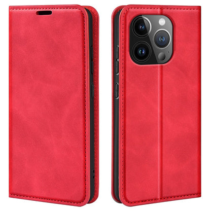 For iPhone 15 Pro Max PU Leather Wallet Flip Case Anti-scratch Skin-touch Stand Cover