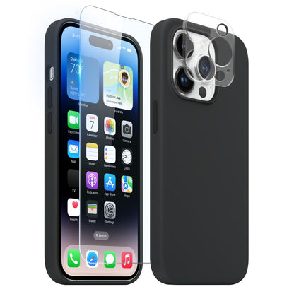 NORTHJO For iPhone 14 Pro Max Magnetic Case 3-in-1 Silicone Phone Cover with Tempered Glass Film+Camera Lens Protector