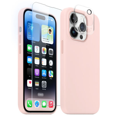 NORTHJO For iPhone 14 Pro Max Magnetic Case 3-in-1 Silicone Phone Cover with Tempered Glass Film+Camera Lens Protector