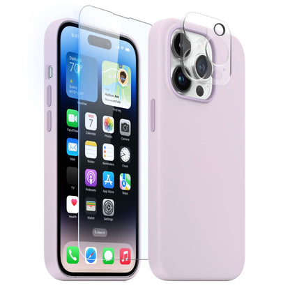 NORTHJO For iPhone 14 Pro Max Magnetic Case 3-in-1 Silicone Phone Cover with Tempered Glass Film+Camera Lens Protector