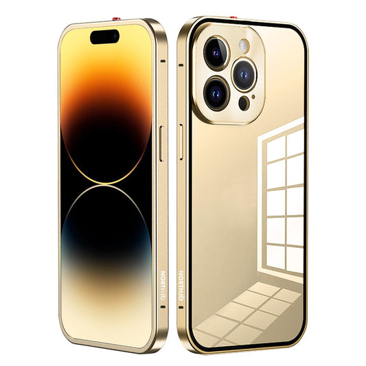 NORTHJO For iPhone 14 Pro Max Aluminum Alloy Frame+Tempered Glass Back Cover Buckle Installation Protective Phone Case