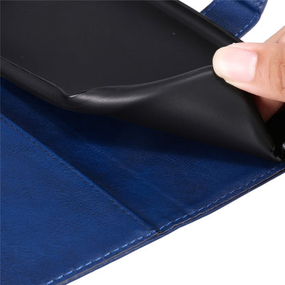 For iPhone 15 Case Solid Color Leather Mobile Cover Wallet Stand with Strap