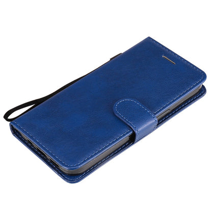 For iPhone 15 Case Solid Color Leather Mobile Cover Wallet Stand with Strap