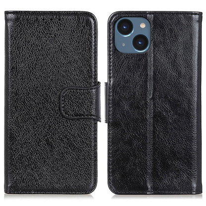For iPhone 15 Split Leather Phone Case Nappa Texture Anti-drop Protective Cover with Stand Wallet