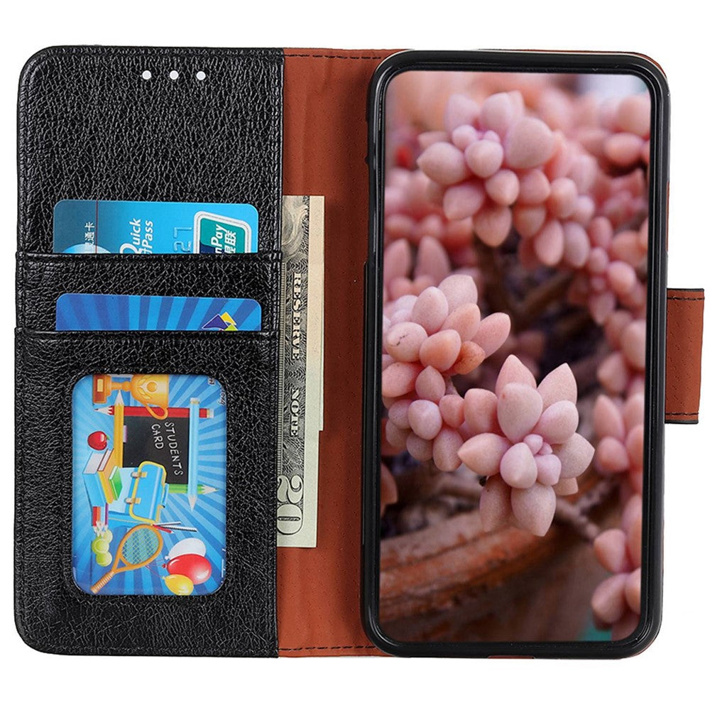 For iPhone 15 Split Leather Phone Case Nappa Texture Anti-drop Protective Cover with Stand Wallet