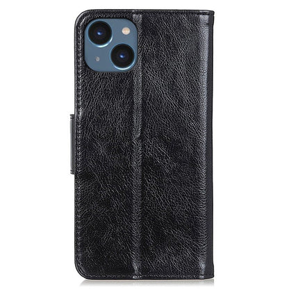 For iPhone 15 Split Leather Phone Case Nappa Texture Anti-drop Protective Cover with Stand Wallet