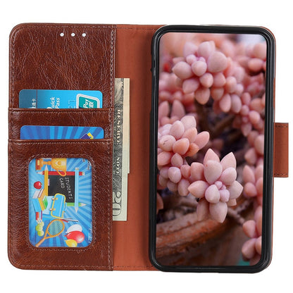Phone Case for iPhone 15 Plus Split Leather Nappa Texture Cover with Stand Wallet