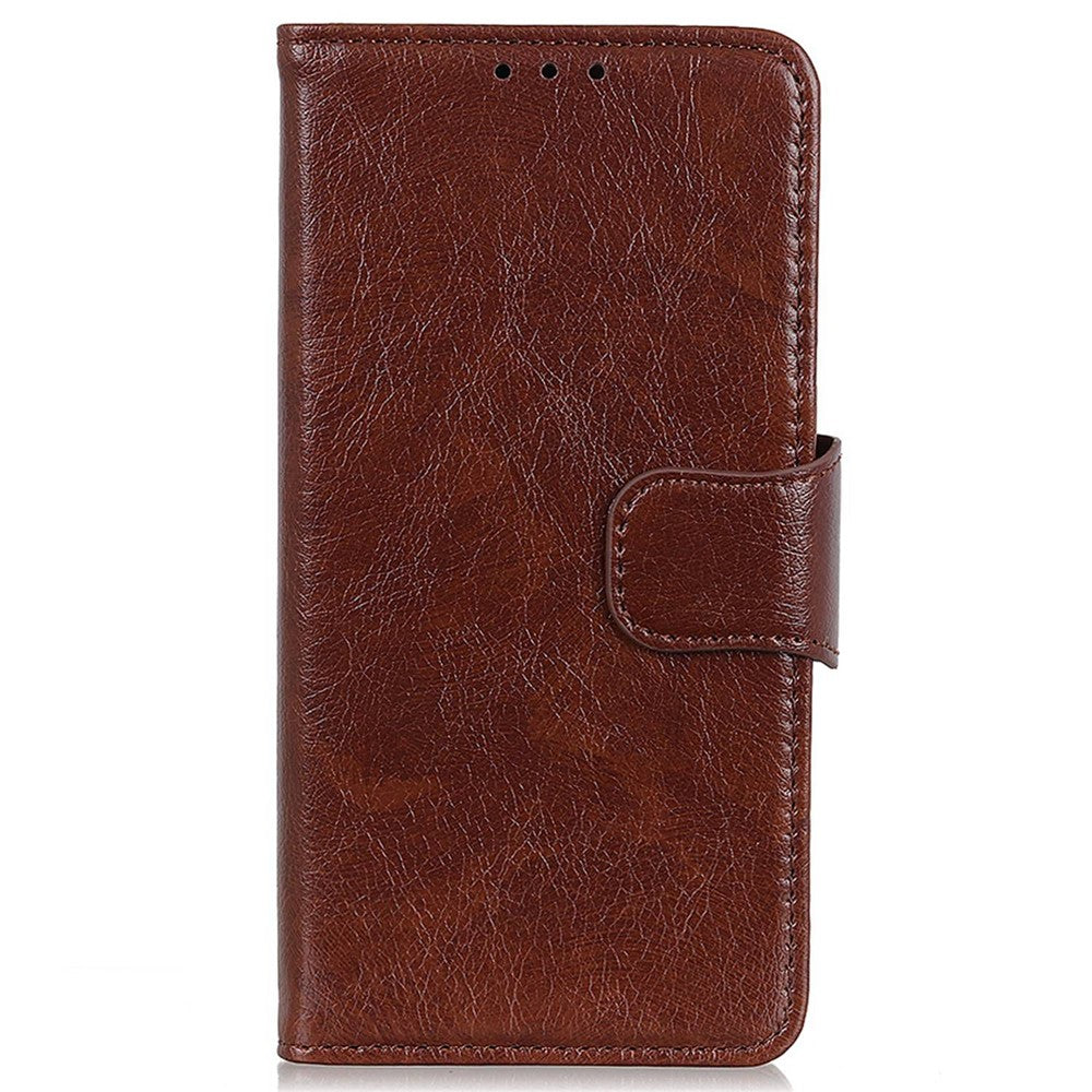 Phone Case for iPhone 15 Plus Split Leather Nappa Texture Cover with Stand Wallet