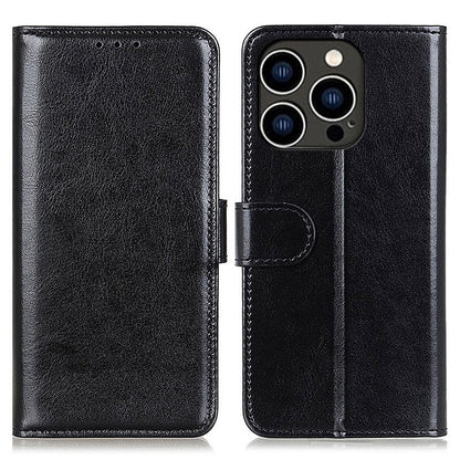 For iPhone 15 Pro Crazy Horse Texture Flip Wallet Case PU Leather Stand Phone Cover