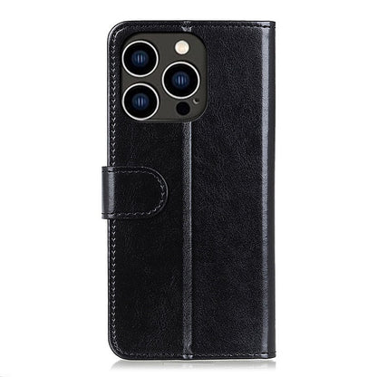 For iPhone 15 Pro Crazy Horse Texture Flip Wallet Case PU Leather Stand Phone Cover
