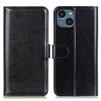 Cell Phone Case Wallet for iPhone 15 , Anti-Scratch Crazy Horse Texture PU Leather Stand Phone Cover