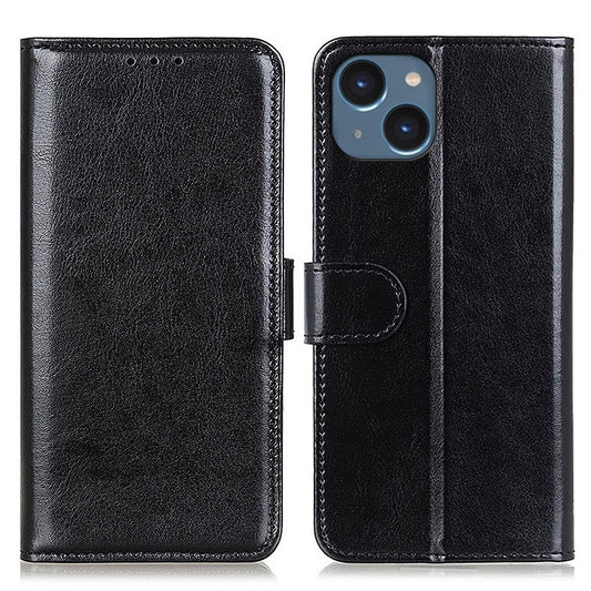 Cell Phone Case Wallet for iPhone 15 , Anti-Scratch Crazy Horse Texture PU Leather Stand Phone Cover