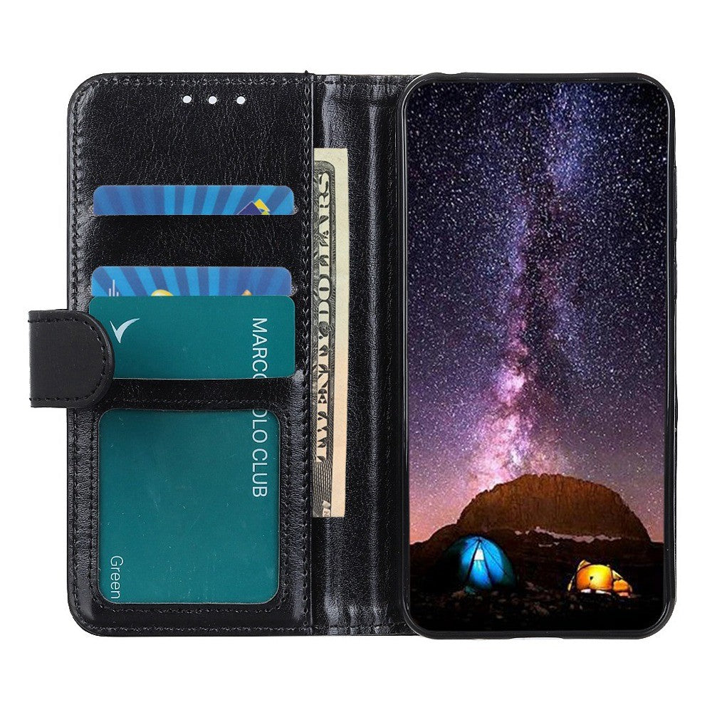 Cell Phone Case Wallet for iPhone 15 , Anti-Scratch Crazy Horse Texture PU Leather Stand Phone Cover