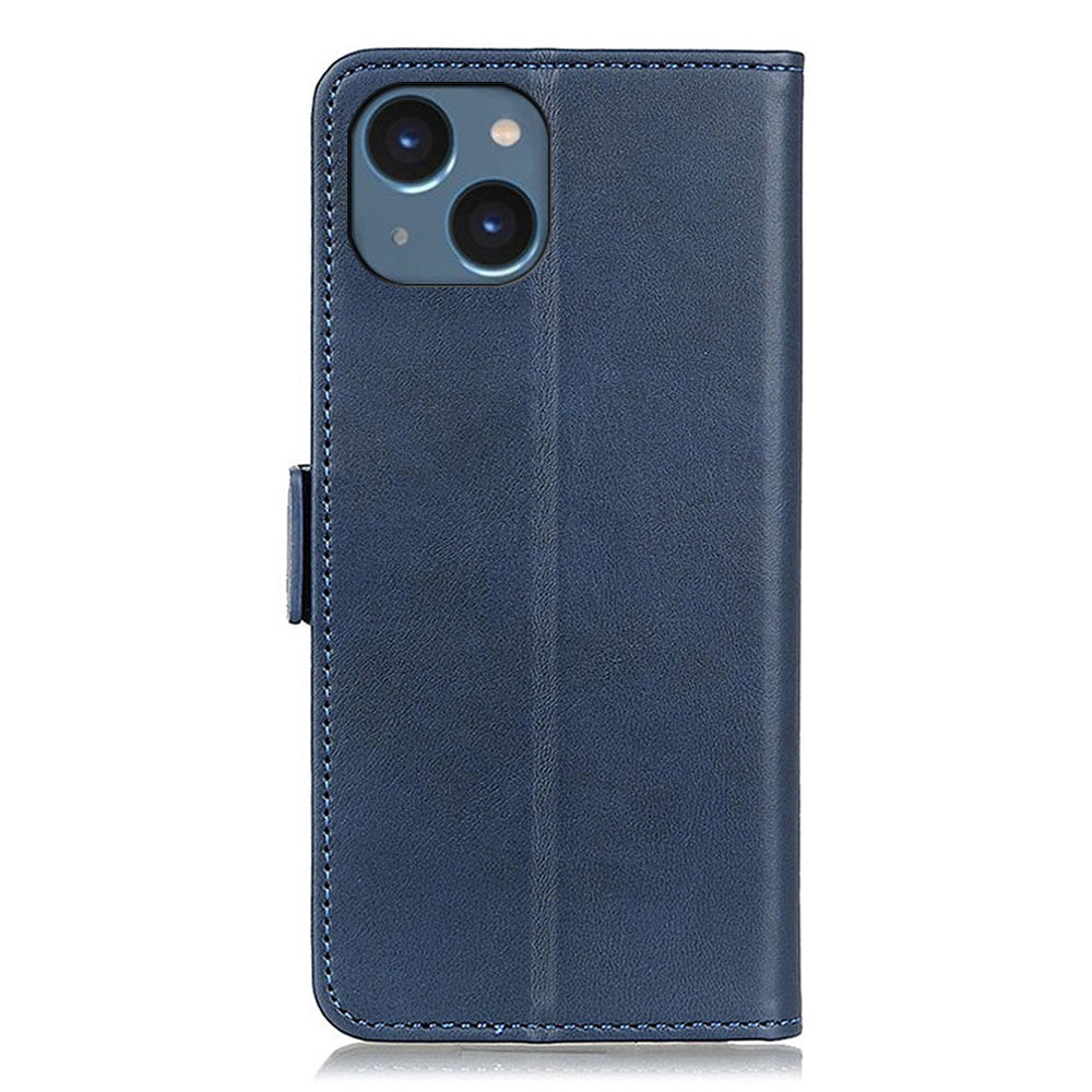 For iPhone 15 Plus Anti-Dust Stand Phone Case Cowhide Texture PU Leather Wallet Cover