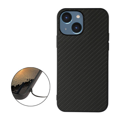 For iPhone 15 Carbon Fiber Texture Cover Leather Coated TPU Anti-drop Phone Case