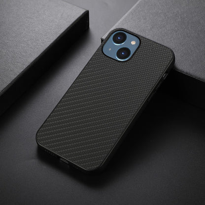 For iPhone 15 Carbon Fiber Texture Cover Leather Coated TPU Anti-drop Phone Case