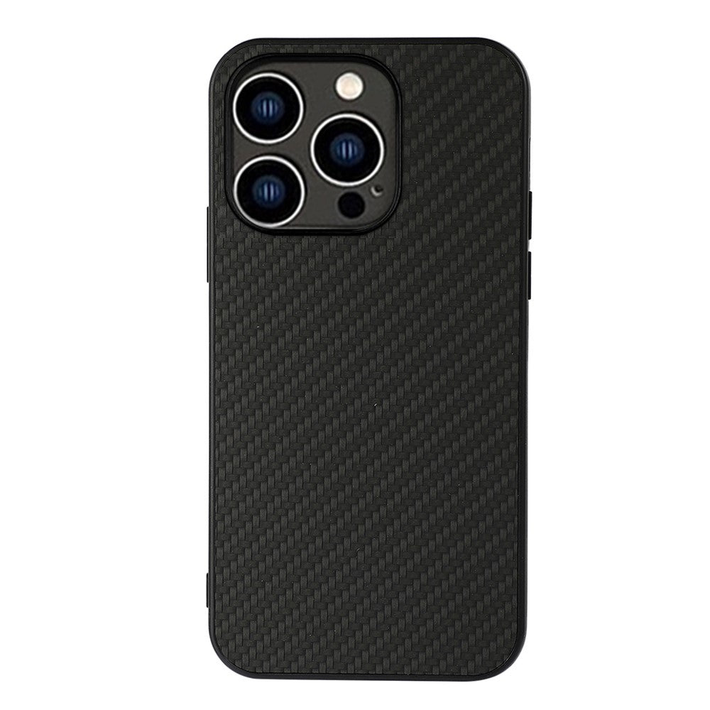 For iPhone 15 Pro Phone Cover Carbon Fiber Texture PU Leather Coated TPU Case