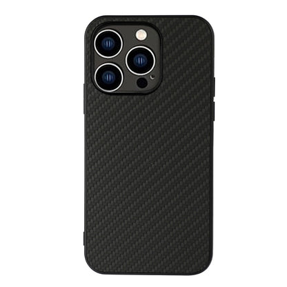 For iPhone 15 Pro Phone Cover Carbon Fiber Texture PU Leather Coated TPU Case