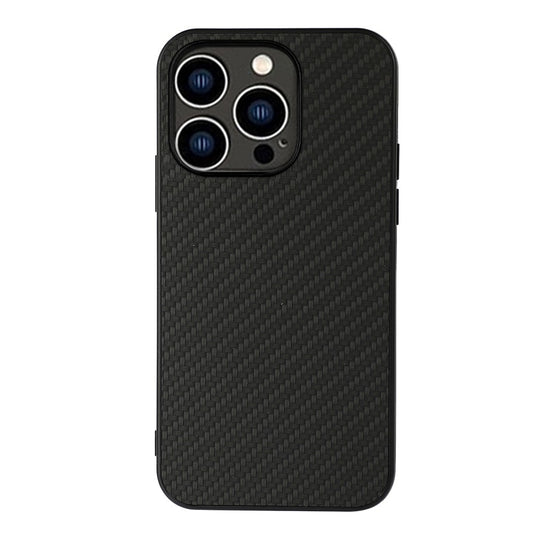 For iPhone 15 Pro Phone Cover Carbon Fiber Texture PU Leather Coated TPU Case