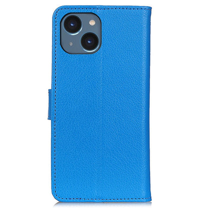 For iPhone 15 Plus Anti-Scratch Phone Case Wallet Stand PU Leather Litchi Texture Protective Shell