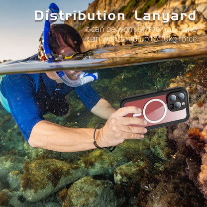 SHELLBOX Dot+ Series IP68 Waterproof Case for iPhone 15 Pro Magnetic PC+TPU Clear Phone Cover Compatible with MagSafe