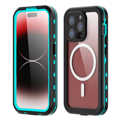 SHELLBOX Dot+ Series IP68 Waterproof Case for iPhone 15 Pro Magnetic PC+TPU Clear Phone Cover Compatible with MagSafe