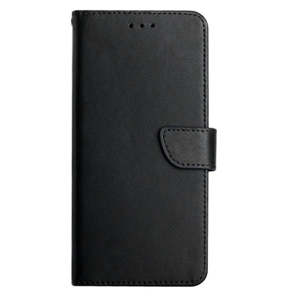 HT02 Wallet Stand Case for iPhone 15 Genuine Cow Leather Nappa Texture Shockproof Phone Cover