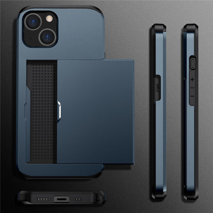 Card Holder Phone Case for iPhone 15 Plus , TPU + PC Dual Layer Anti-drop Phone Cover