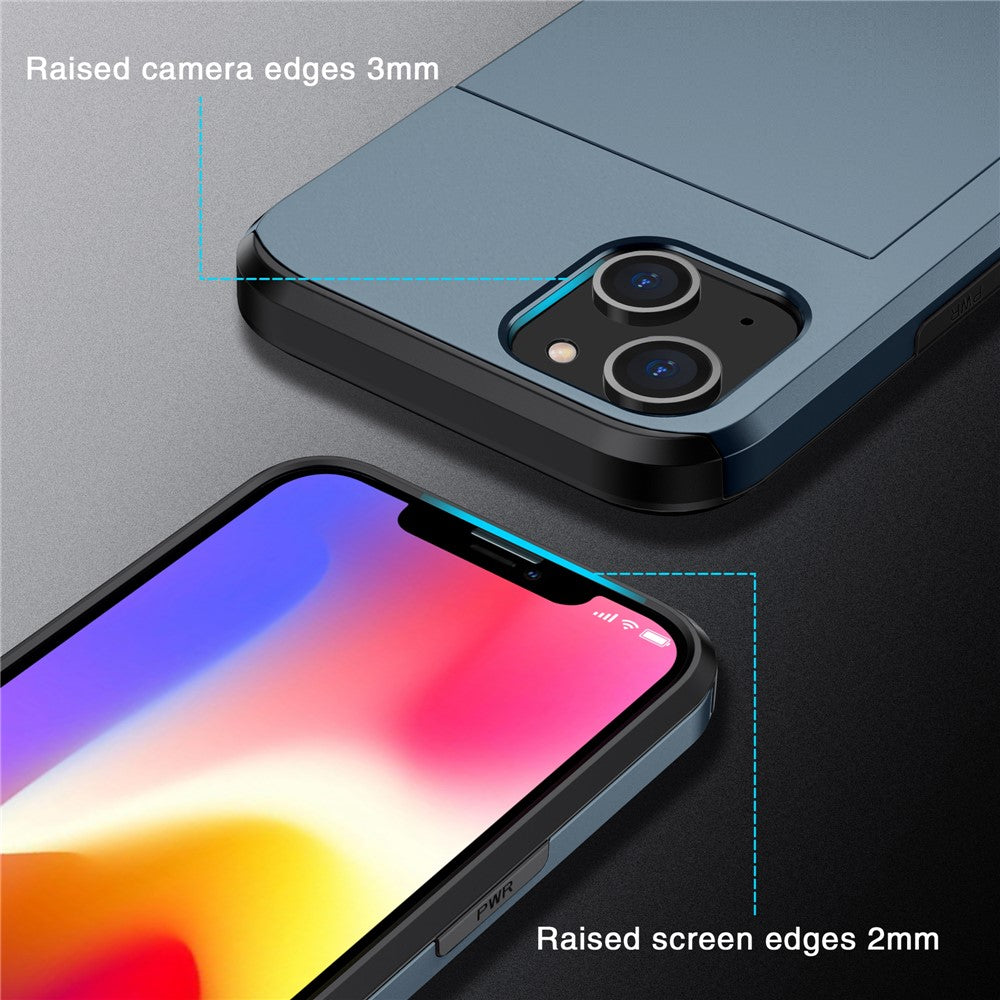 Card Holder Phone Case for iPhone 15 Plus , TPU + PC Dual Layer Anti-drop Phone Cover