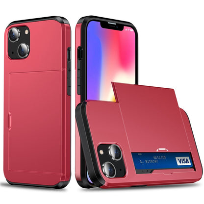 Card Holder Phone Case for iPhone 15 Plus , TPU + PC Dual Layer Anti-drop Phone Cover