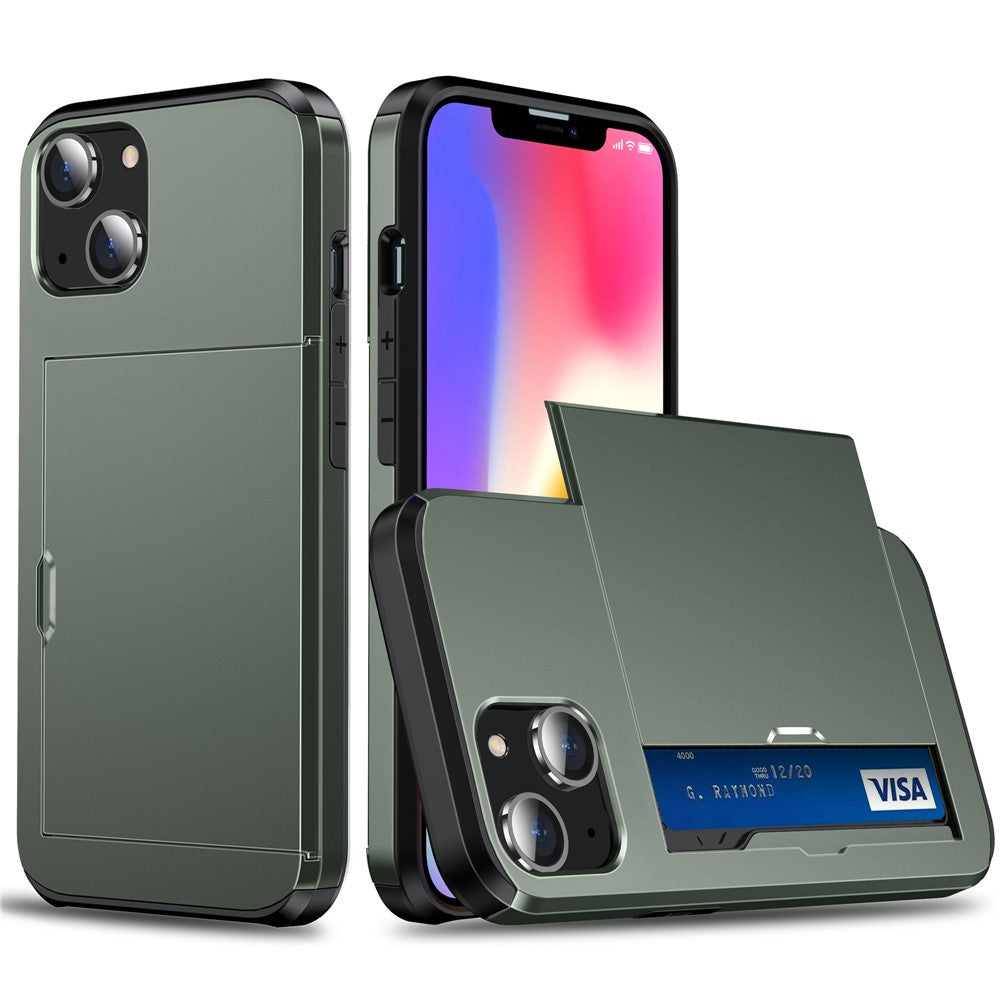 Card Holder Phone Case for iPhone 15 Plus , TPU + PC Dual Layer Anti-drop Phone Cover
