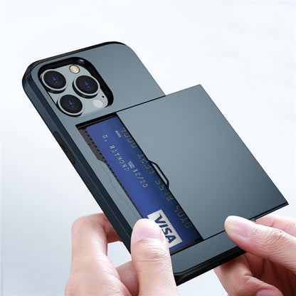 Phone Case with Slide Card Holder for iPhone 15 Pro Max , Anti-scratch TPU + PC Phone Cover