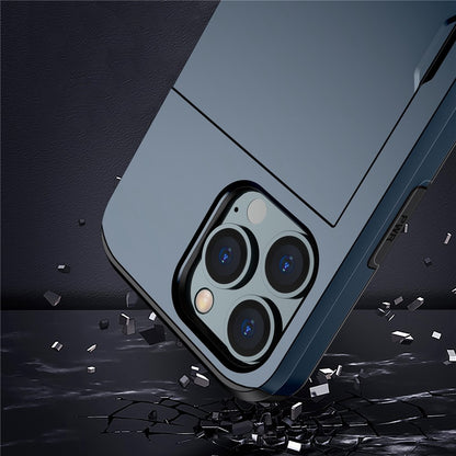 Phone Case with Slide Card Holder for iPhone 15 Pro Max , Anti-scratch TPU + PC Phone Cover