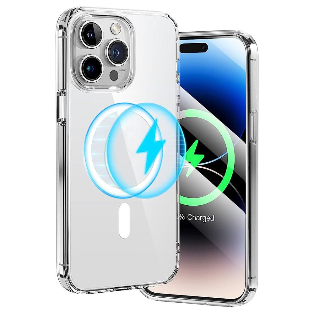 For iPhone 15 Pro Max Mobile Phone Case Clear Design Magnetic Ring Acrylic+TPU Phone Shell Cover Compatible with MagSafe