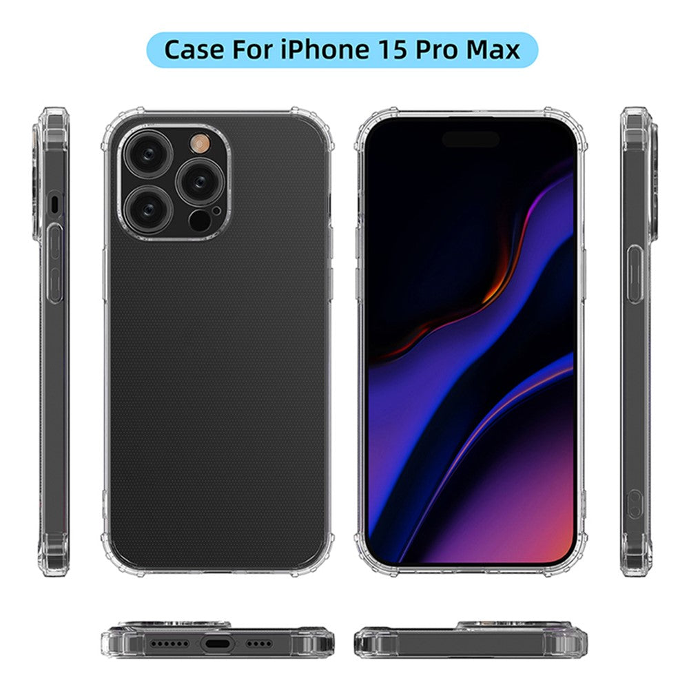 For iPhone 15 Pro Max HD Clear Phone Case Four Corner Drop Protection TPU Cell Phone Shell Cover
